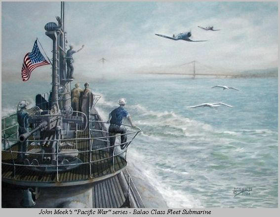The Homecoming, original painting of a Balao class sub by artist John Meeks