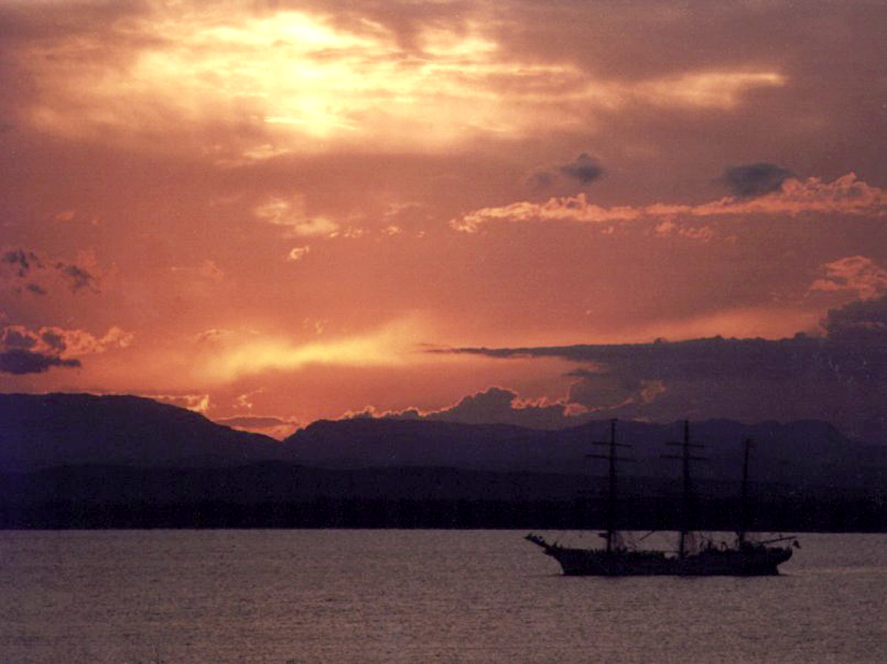 Guantanamo Bay, Cuba (May 20)--The Coast Guard Cutter Eagle sails into Guantanamo Bay to spend the night. The Eagle is involved in training exercises in the Carribean. USN photo by FINCH, MICHAEL L LCDR