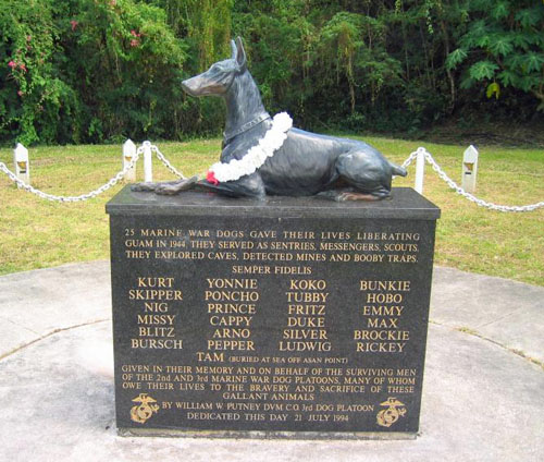 Image result for photo of the war dog memorial on Guam