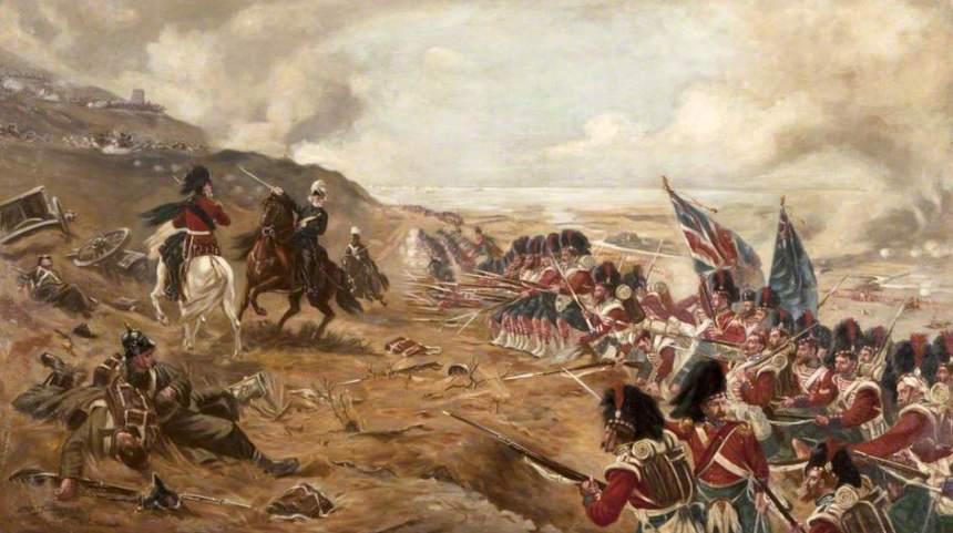 Forward! 42nd Highland (Black Watch) at the Battle of Alma, 1854, Crimean War. Note the red hackles