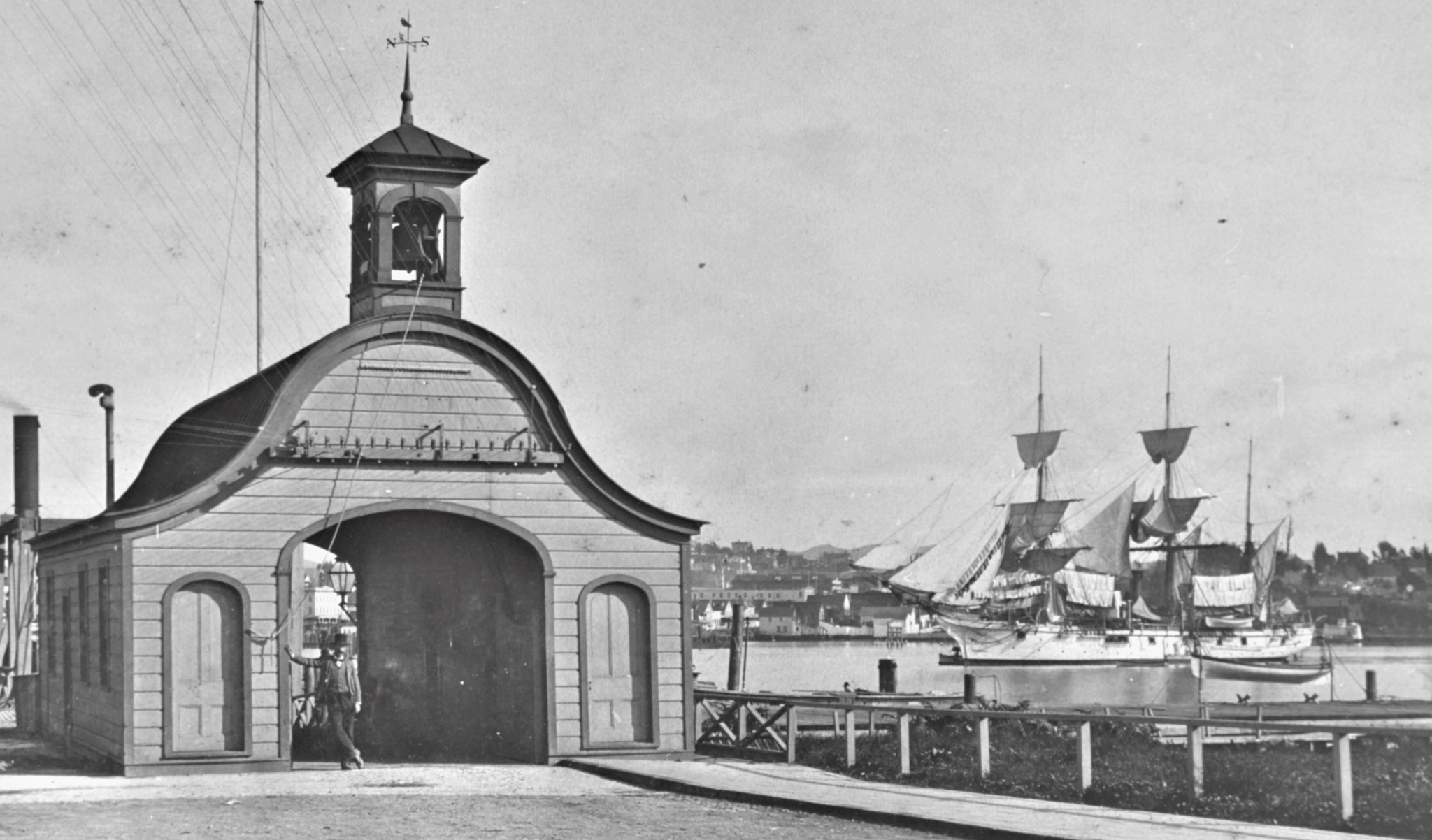 USS Charleston,piers,wharves,cruisers,docks,San Francisco harbor,California,1889